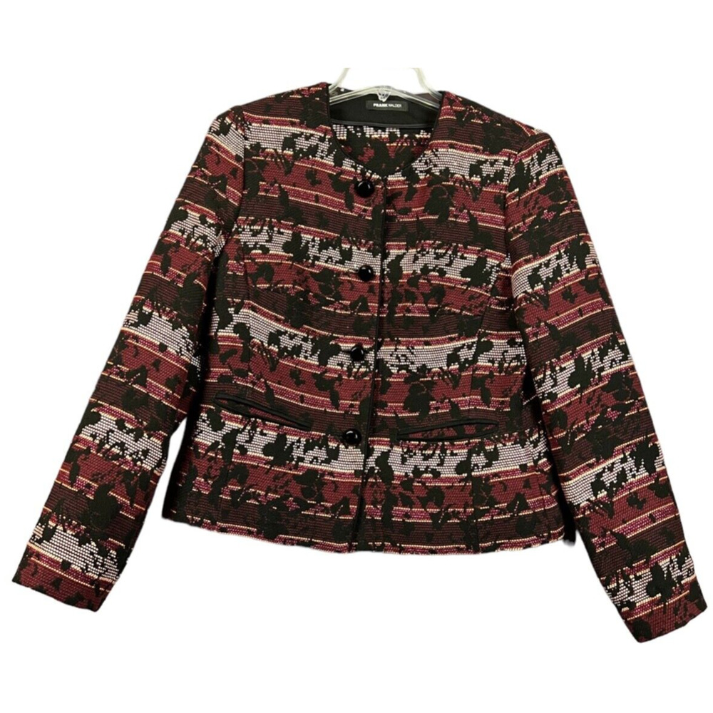 Frank Walder Tapestry Jacket 8 Long Sleeve Sigle Breasted Buttoned Front Pockets